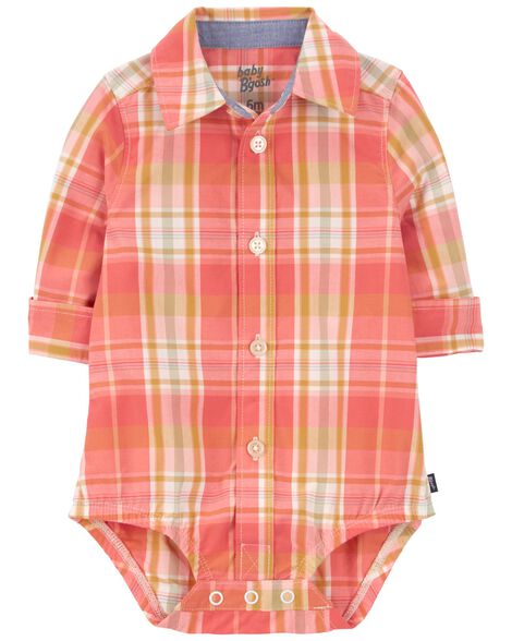 Oshkosh Baby Plaid Button-Front Bodysuit