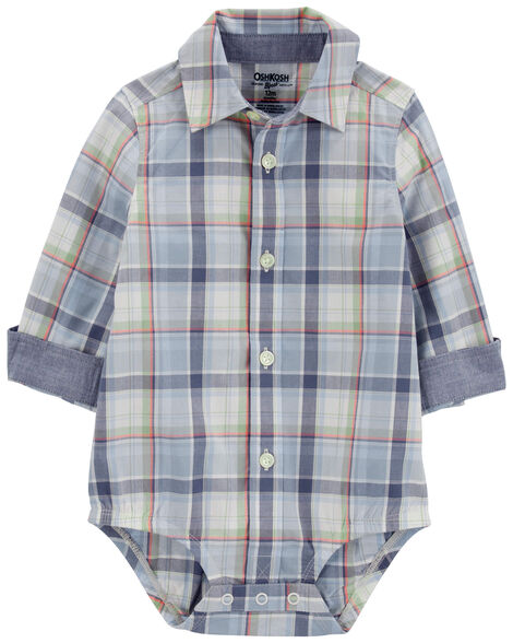 Oshkosh Baby Plaid Button-Front Bodysuit