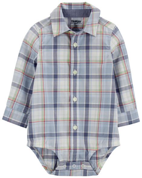 Oshkosh Baby Plaid Button-Front Bodysuit