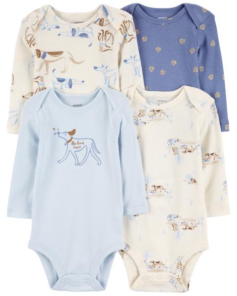 Carter's Baby 4-Pack Dog Print Long-Sleeve Bodysuits