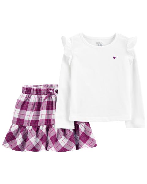 Carter's Baby 2-Piece Flutter Top & Plaid Flannel Skort Set