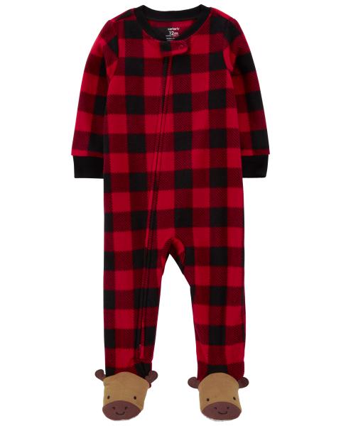 Carter's Baby 1-Piece Buffalo Check Fleece Footie Pajamas