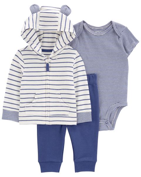 Carter's Baby 3-Piece Blue Striped Little Jacket Set