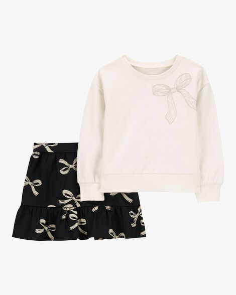 Carter's Baby 2-Piece Bow Print Sweatshirt & Skirt Dress