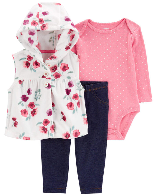 Carter's Baby 3-Piece Floral Hooded Vest Set