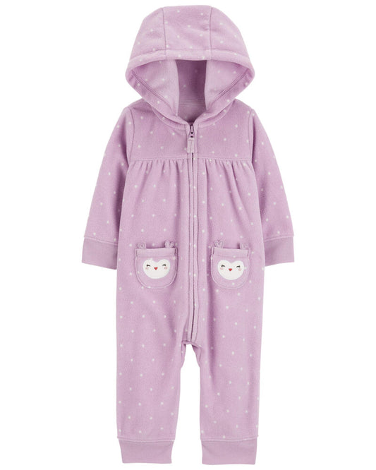 Carter's Baby Owl Hooded Zip-Up Fleece Jumpsuit