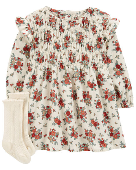 Carter's Baby 2-Piece Floral Dress & Sock Set