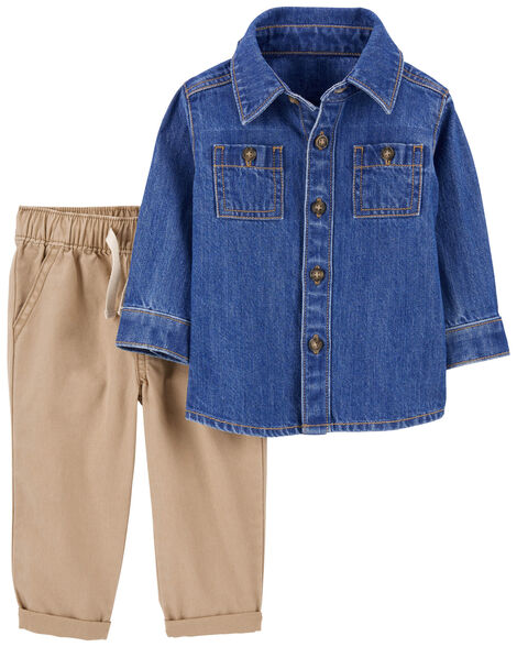 Carter's Baby 2-Piece Denim Button-Front & Pull-On Pant Set