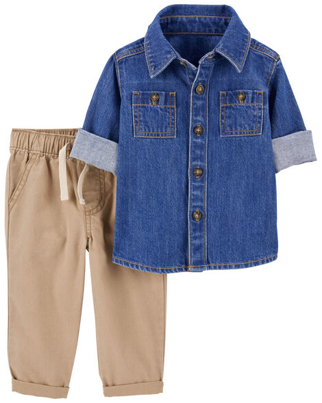 Carter's Baby 2-Piece Denim Button-Front & Pull-On Pant Set