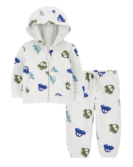 Carter's Baby Car Print Zip-Up Fleece Hoodie with Pull-On Fleece Pants