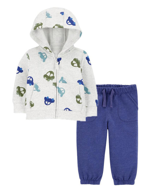 Carter's Baby Car Print Zip-Up Fleece Hoodie with Pull-On Fleece Pants