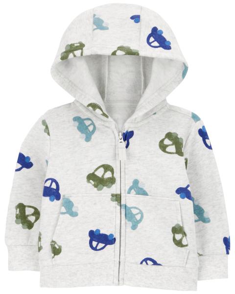 Carter's Baby Car Print Zip-Up Fleece Hoodie with Pull-On Fleece Pants