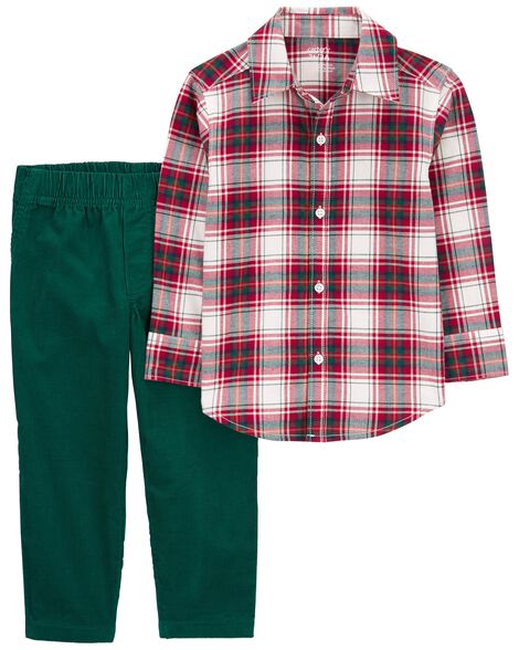 Carter's Baby 2-Piece Plaid Button-Down Shirt & Pull-On Corduroy Pant Set