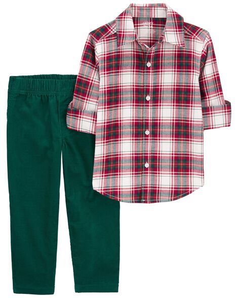 Carter's Baby 2-Piece Plaid Button-Down Shirt & Pull-On Corduroy Pant Set