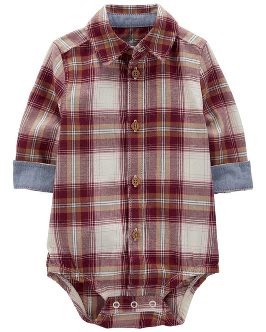 Oshkosh Baby Plaid Button-Front Bodysuit