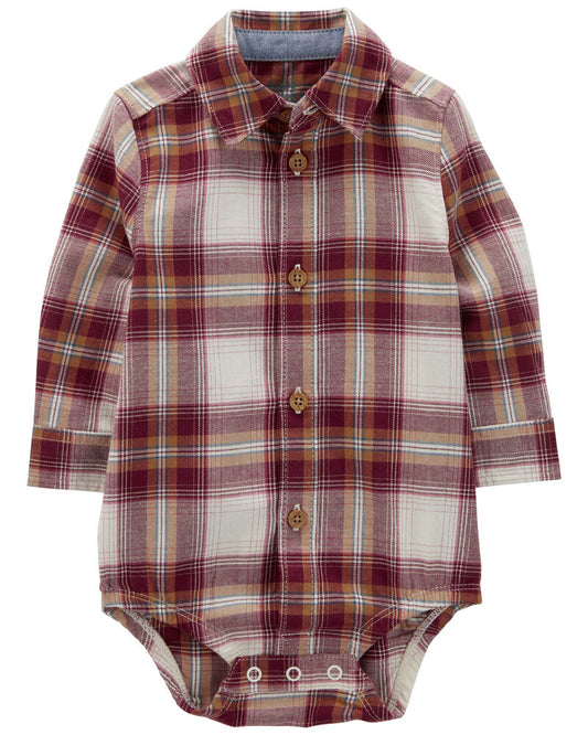 Oshkosh Baby Plaid Button-Front Bodysuit