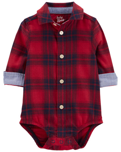 Oshkosh Baby Plaid Button-Front Bodysuit