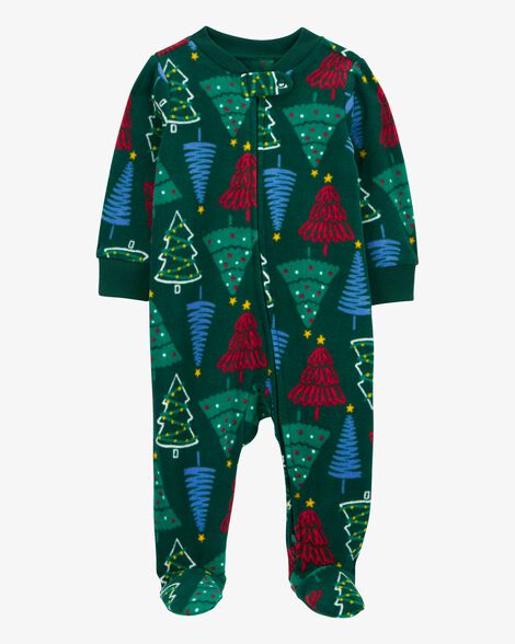 Carter's Baby Christmas Trees Zip-Up Fleece Sleep & Play Pajamas