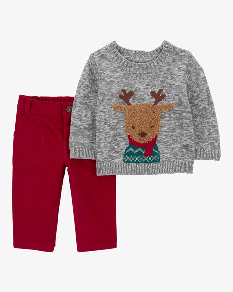 Carter's Baby 2-Piece Reindeer Sweater & Corduroy Pant Set