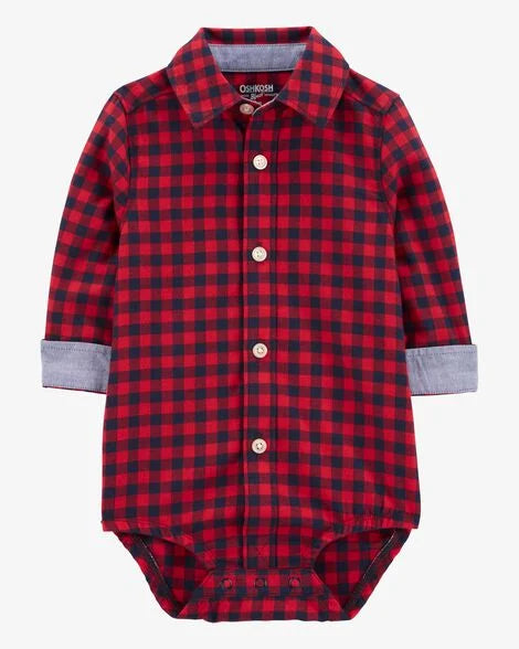 Oshkosh Baby Plaid Button-Front Bodysuit