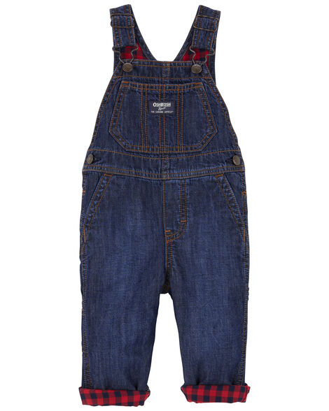 Oshkosh Baby Buffalo Plaid-Lined Overalls