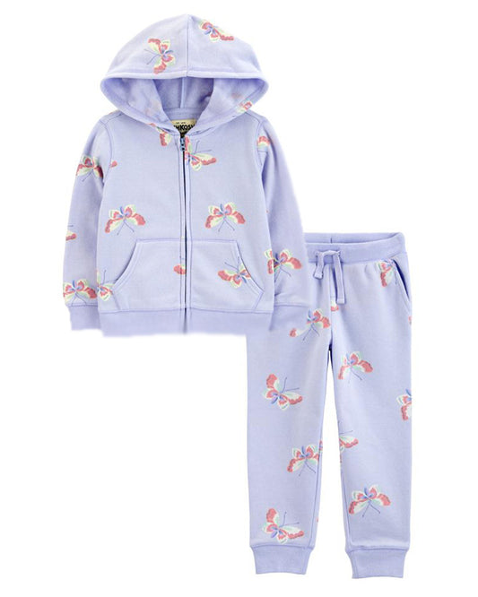 Oshkosh Toddler Butterfly Print Fleece Jacket with Fleece Joggers