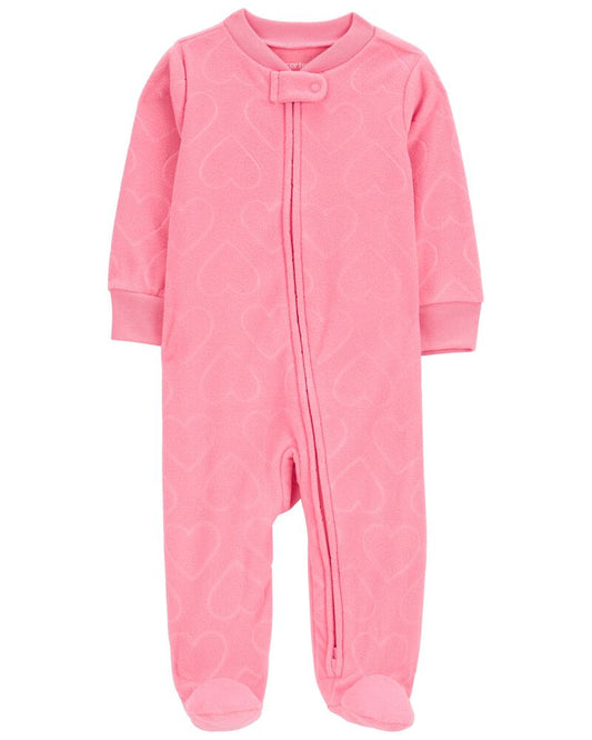 Carter's Heart Print Fleece Zip-Up Footie Sleep & Play