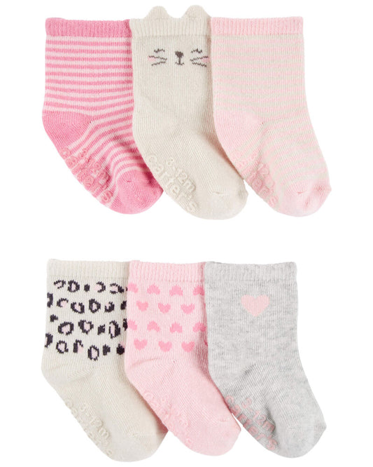 Carter's Baby 6-Pack Kitty Heart Booties