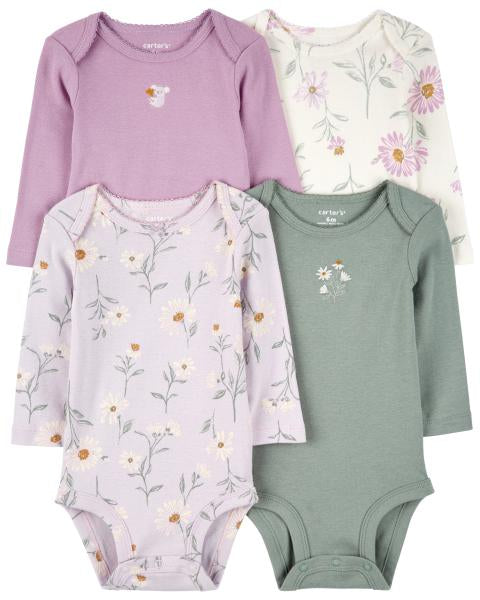 Carter's Baby 4-Pack Floral Long-Sleeve Bodysuits