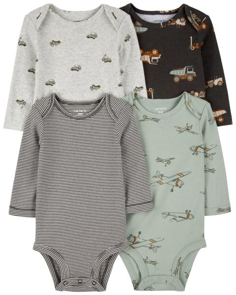 Carter's Baby 4-Pack Airplane Long-Sleeve Bodysuits