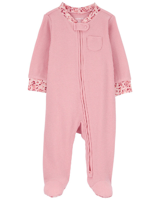 Carter's Baby Floral Trim 2-Way Zip Thermal Textured Sleep and Play