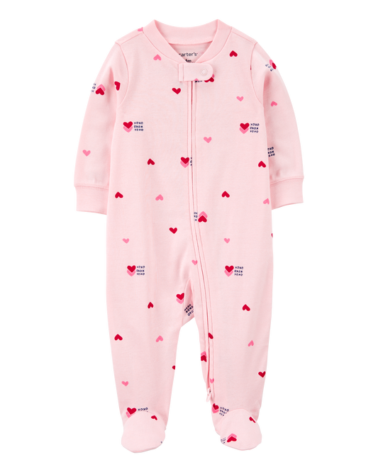 Carter's Baby Valentine's Day Heart 2-Way Zip Cotton Sleeper