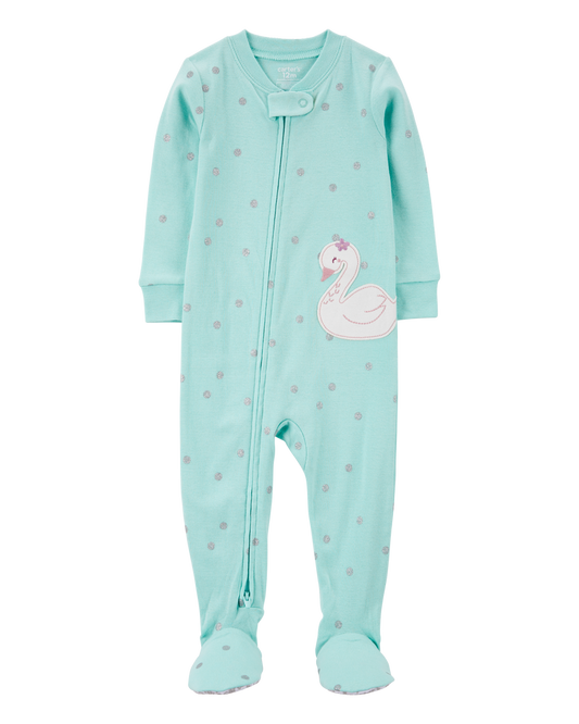 Carter's Toddler 1-Piece Swan Print 100% Snug Fit Cotton Footie Pyjamas