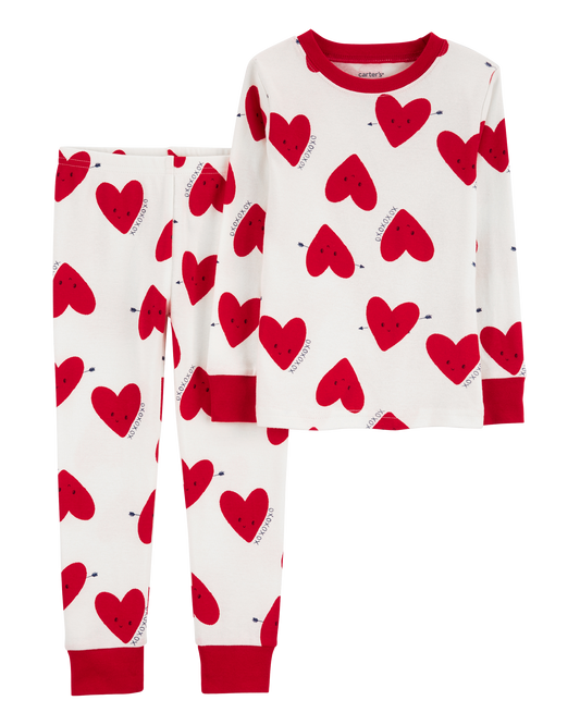 Carter's Baby Heart Print Valentine's Day Cotton 2-Piece Pyjamas