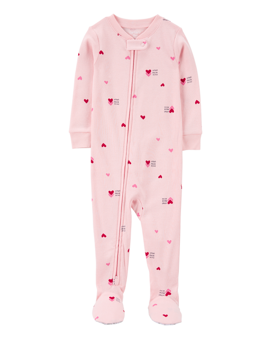 Carter's Baby Heart Print Valentine's Day Cotton 1-Piece Pyjamas