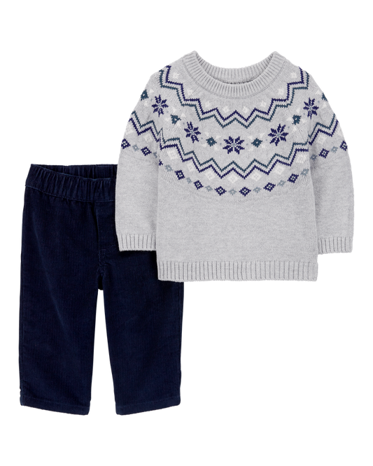 Carter's Baby 2-Piece Fair Isle Sweater & Corduroy Pant Set