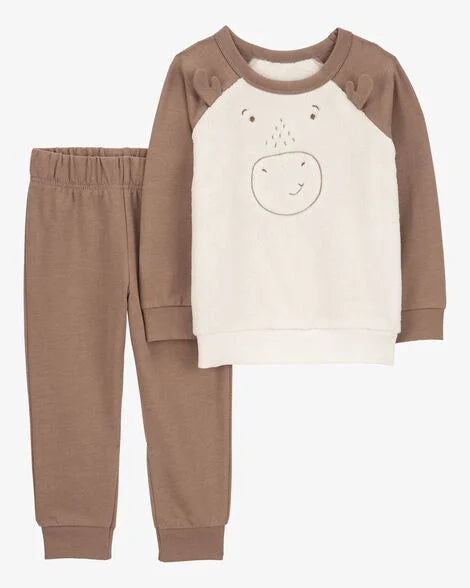 Carter's Baby 2-Piece Fuzzy Moose Pullover & Fleece Pant Set