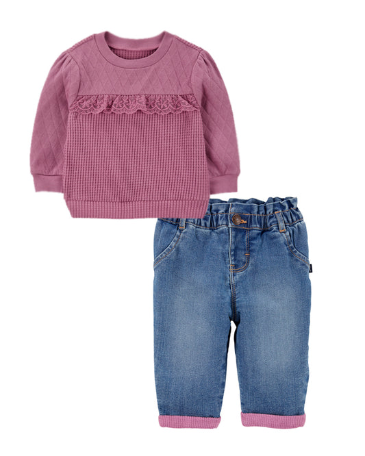 Oshkosh Baby Thermal & Quilted Long-Sleeve Top with Thermal Lined Jean Pants