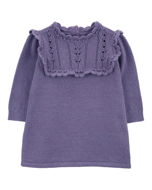Oshkosh Baby Long-Sleeve Sweater Knit Dress - Purple