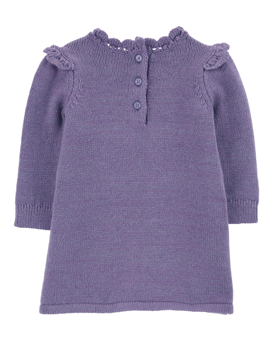 Oshkosh Baby Long-Sleeve Sweater Knit Dress - Purple