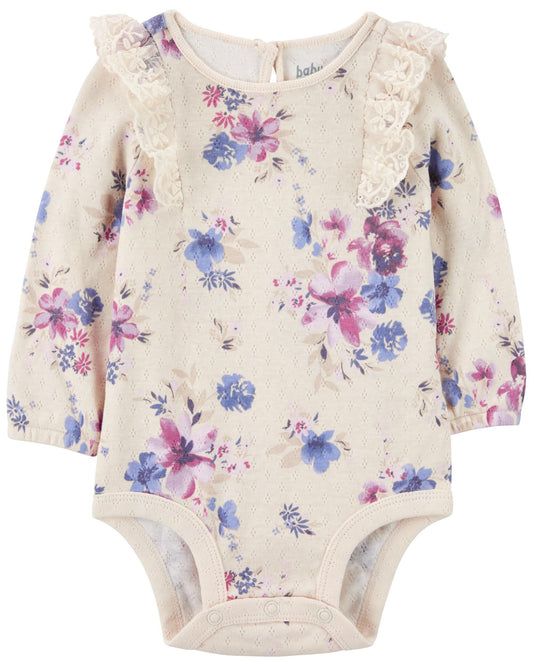 Oshkosh Baby Flutter Sleeves Long-Sleeve Bodysuit - Floral