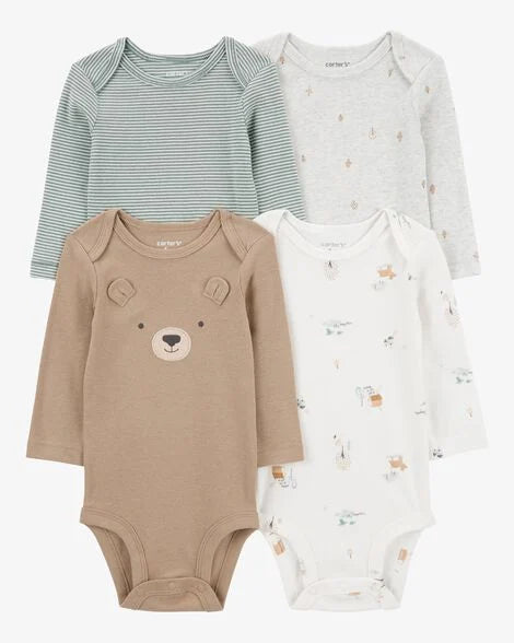 Carter's Baby 4-Pack Bear Long-Sleeve Bodysuits