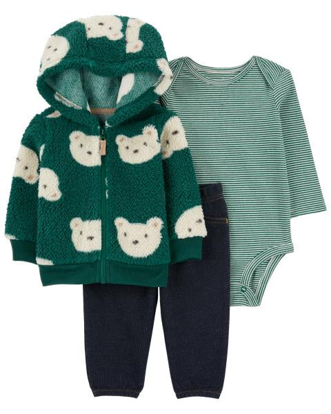 Carter's Baby 3-Piece Printed Bear Sherpa Set