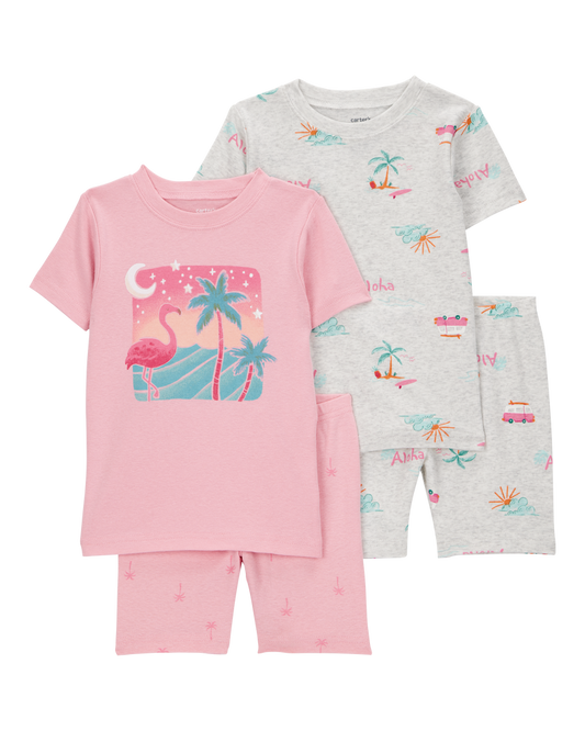 Carter's Baby Flamingo Print Snug Fit Ribbed 4-Piece Pyjamas