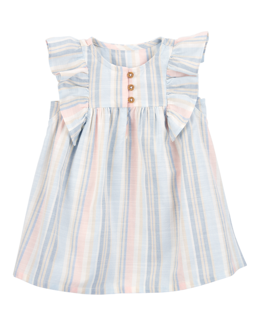 Carter's Baby Striped Flutter Sleeves Dress