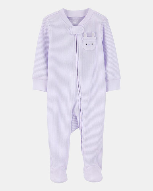 Carter's Baby Girl Bunny 2-Way Zip Ribbed Sleeper pyjamas
