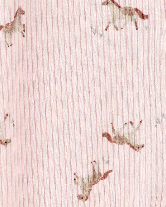Carter's Baby Girl Horse Print 2-Way Zip Ribbed Sleeper pyjamas