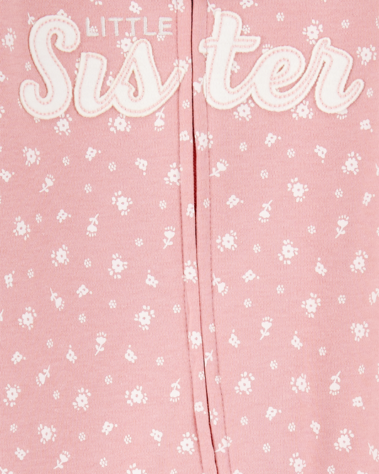 Carter's Baby Girl Little Sister 2-Way Zip Cotton Sleeper pyjamas
