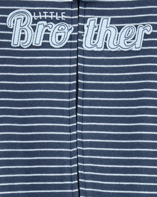 Carter's Baby Boy Striped Little Bro 2-Way Zip Cotton Sleeper
