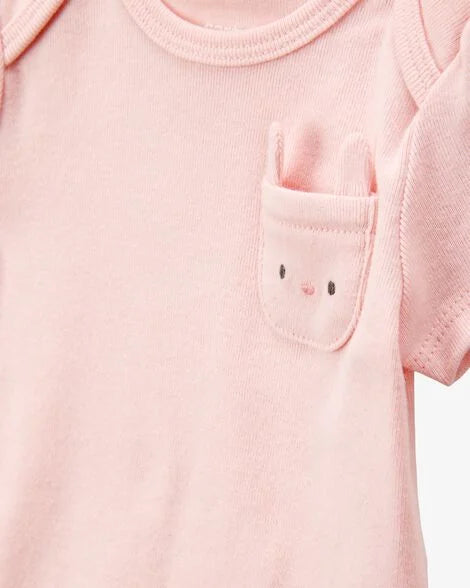 Carter's 5-Pack Floral Bunny Short-Sleeve Cotton Bodysuits - Pink